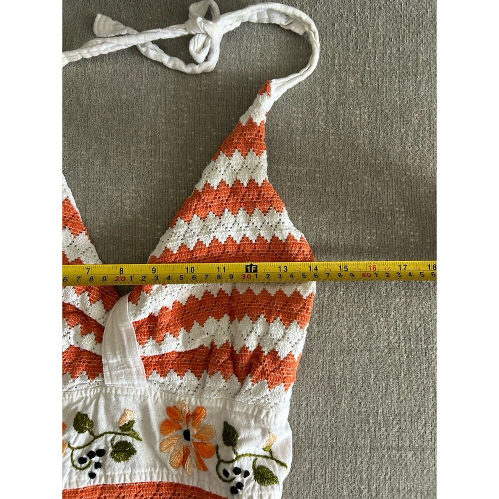 Vtg Handmade Crochet Handkerchief Maxi Dress Halter White Boho Beach 70’s - Picture 9 of 12